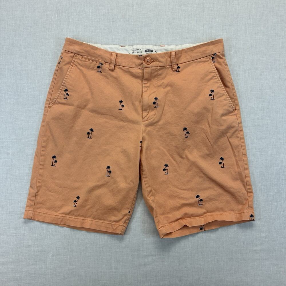 Old Navy Ultimate Slim Chino Shorts Men's 34 Orange Coral Agenda Pockets Casual